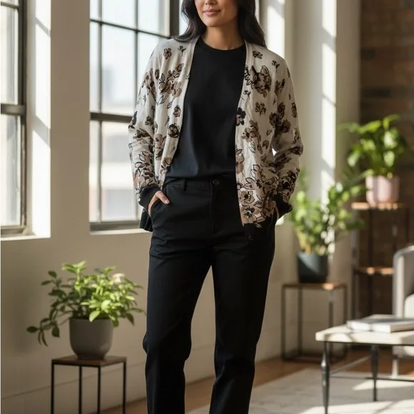 Charter Club Floral Sweater Blouse in Cream Brown Black - Picture 8 of 8